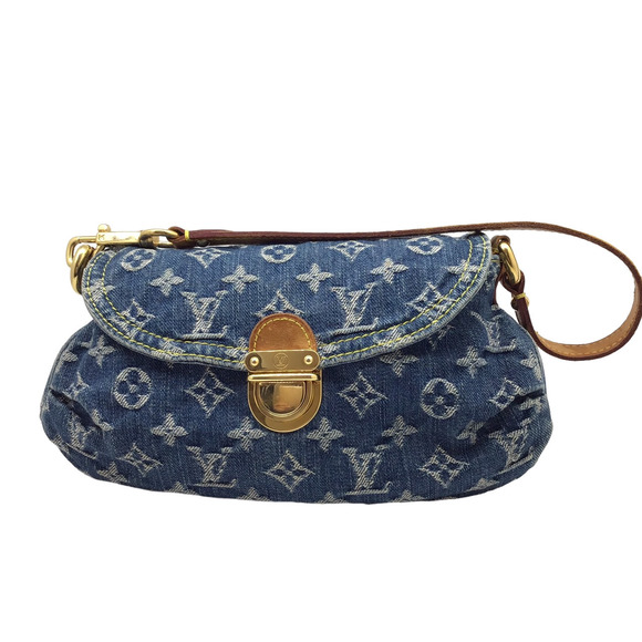 LOUIS VUITTON Monogram Denim Mini Pleaty Shoulder Bag Blue - Picture 1 of 11